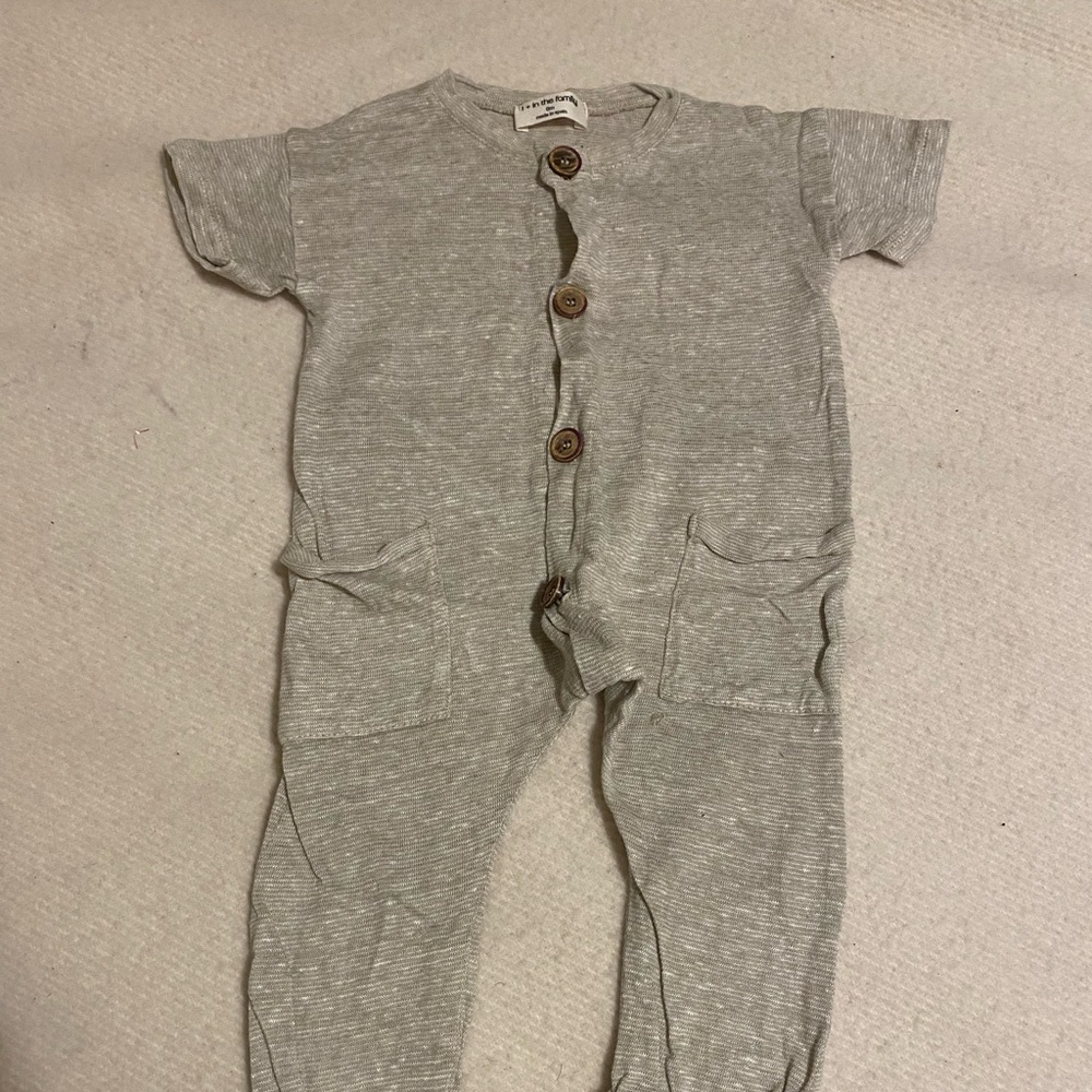 Neutral Baby Knit Romper 9M Soft Button Front One Piece Made in Spain